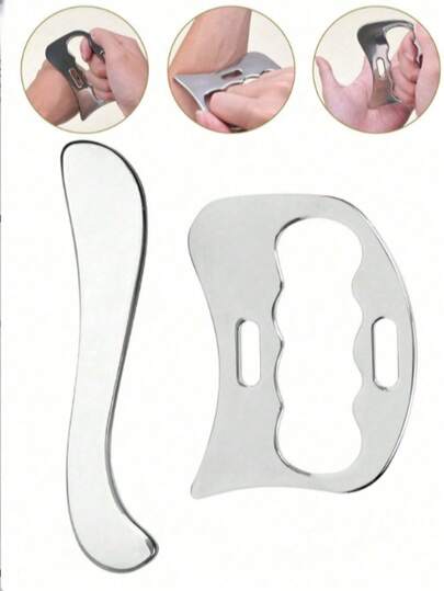 2-In-1 Stainless Steel Gua Sha Muscle Scraper Tool Set, For Myofascial Release, Physical Therapy & Deep Tissue Massage, Professional IASTM Tool For Neck Shoulder Back Leg Pain Relief, Double-Sided Body Scraping Massage Tool For Athletes, Portable Soft Tissue Mobility Tool For Post-Workout Recovery, Muscle Knot Release Massager For Fitness Trainers, Sports Enthusiasts, Physical Therapists, Great Gift For Christmas, Father's Day