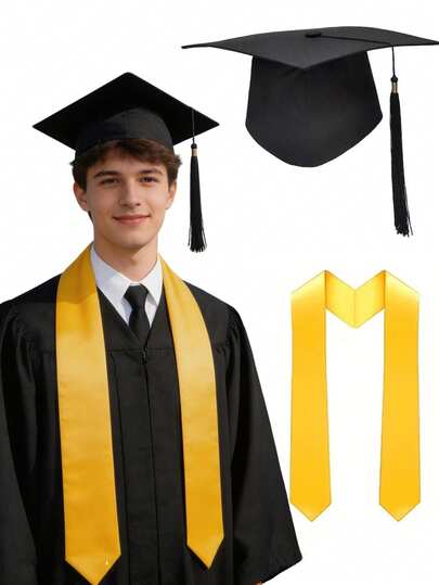 Bộ 2 dây đeo vai mũ tốt nghiệp, phụ kiện dự tiệc tốt nghiệp, dây đeo bằng satin dành cho lễ tốt nghiệp, phụ kiện chụp ảnh tốt nghiệp, lý tưởng để kết hợp với trang phục tốt nghiệp, mềm mại, trang trí, phụ kiện hoàn hảo cho lễ tốt nghiệp, phụ kiện trang phục
