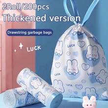 2 Rollen/200 Stück süße blaue Kaninchen Muster Müllbeutel, hochwertige Plastik Müllsäcke, geeignet für Küche, Bad, Schlafzimmer, Wohnzimmer, Hausgebrauch - tragbare Müllbeutel - Handtaschen - Übersicht 3