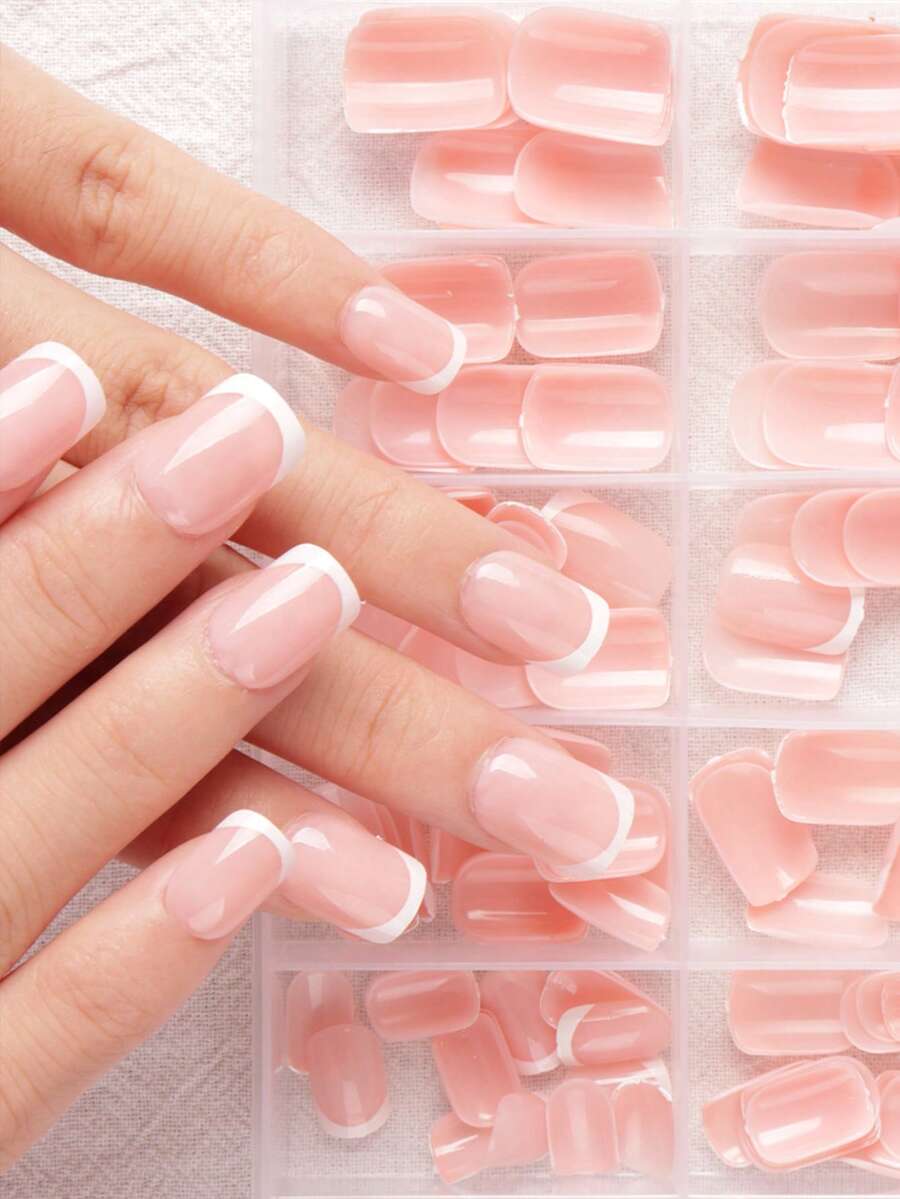 120Pcs 10-Grid Press On Nails, Square Shape False Nails, Other Nail Kits Manicure Sets, Party & Occasion Nail Stickers - Multicolor - View 1