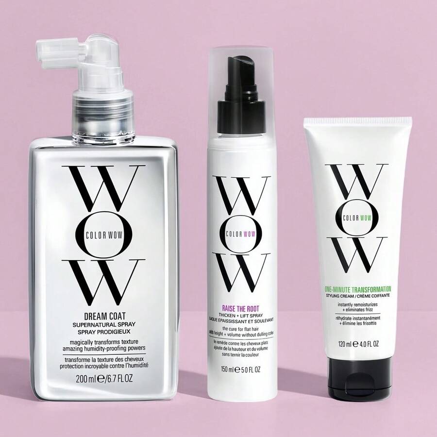 3packs Color Wow Salon Style Hair Bundle - Smoothing, Volume & Shine Treatment Kit - 旅行裝 - 查看 1