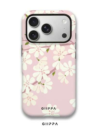 GIIPPA 1pc Soft Pink & White Cherry Blossom Floral Phone Case, Compatible With IPhone 17 Pro Max, 16 Pro Max, 15 Pro Max, 14 Pro Max, Elegant Korean Style Fashion Phone Cover, Suitable For IPhone 11/12/13/14/15/16 Pro Max Plus, Great Gift For Girlfriend On Christmas, Valentine's Day, Easter, Wedding Season And Birthday