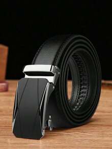 SGIAWETA-1pc Men Black Belt, Fashionable And Versatile Casual/Business Automatic Belt, Young/Middle-Aged Litchi Pattern Belt, Boyfriend/Elder, Suitable Daily Life Summer, School Fall, Autumn, Halloween Autumn-Winter Accessories,Suitable Teens, Youth,Men,Casual, Outdoor, Athletic, Vacation, Graduation Gifts, Birthday, Daily Wear-Birthdaygift - 黑色 - 查看 12