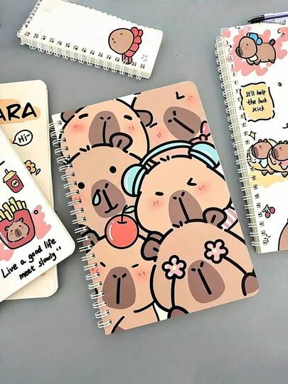 1/海豚螺旋笔记本，软封面，可爱海豚图案设计，动物主题风格，每本有50页内页，是学生和办公室礼物、日记本、学习用品、学校文具的理想选择（休闲风格）