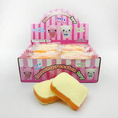 1pc Bread Slice Squeeze Toy, Novelty Realistic Bread Dough Stress Relief Squishy