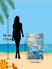 1pc Summer Extra Large Crystal Lotus Purple Starburst Bubble Beach Towel, Multiple Sizes Available, Quick-Drying, Soft, Portable, Stylish, Sandproof, Super Absorbent Microfiber (Bohemian, Tropical, Vintage, Funny, Yoga, Picnic, UV Protection); Suitable For Beach, Pool And Outdoor Activities, Travel Essential, Camping, Yoga, Gym, Sports, Swimming, Unisex. - Crystal Lotus Starfish - View 15