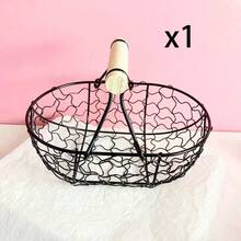 2/1pc Black Iron Wire Storage Basket, With Sturdy Handle - Featuring Modern Geometric Mesh Design, Suitable For Organizing Home, Garden And Outdoor Items. Durable Multi-Purpose Open Container, Shelf Basket, Egg Holder, And General Storage Basket - Multicolor - View 13