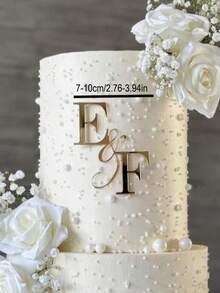 1 pieza Decoración personalizada para pastel de boda con letra de acrílico - C - Etiqueta de letra para pastel - Ver 2