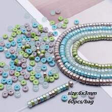 6x3毫米 60颗/袋 玻璃太空珠，用于珠宝制作DIY配件 - 6x3mm 隔片 - 查看 9