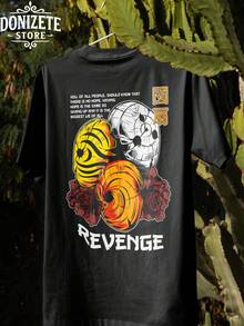 Anime T-Shirt Obito Uchiha Revenge 100% Cotton Unisex Plus Size Men's Shirt - màu đen - Xem 1