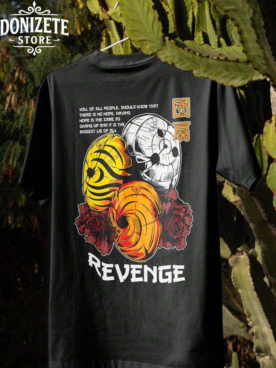 Anime T-Shirt Obito Uchiha Revenge 100% Cotton Unisex Plus Size Men's Shirt - màu đen - Xem 1