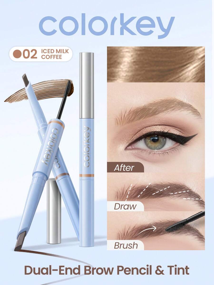COLORKEY Dual-Ended Eyebrow Pencil & Brow Pomade, Shaping Eyebrow Pencil, Save Lt Shaping, Brand Makeup, Women's Facial Makeup Cosmetics, Suitable For Spring/Summer, Y2K Fashion Style, Birthday Mother's Day Gift - #02 - View 1