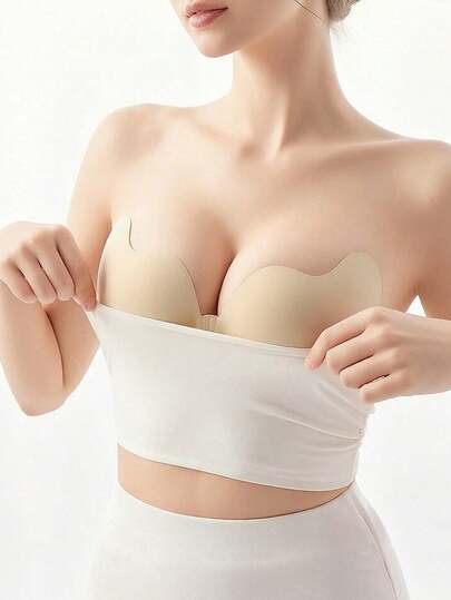 TSLBNRIO 2对可重复使用的女士隐形文胸，无肩带文胸，隐形乳贴，塑形支撑胸部，防止胸部外凸，适合搭配比基尼、泳装、连衣裙和婚纱。
