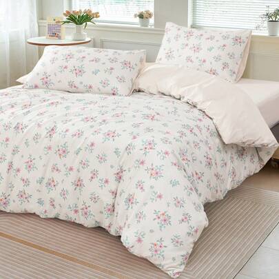 Bộ ga trải giường in hoa HONEYMOON (2 món = 1 ga trải giường + 1 vỏ gối; 3 món = 1 ga trải giường + 2 vỏ gối) - Vải in kỹ thuật số 100% polyester, mềm mại và thoáng khí, chống nhăn, không kèm vỏ gối (không có ruột gối) - Kích thước T F Q K phù hợp cho gia đình và ký túc xá, đạt chứng nhận Oeko-Tex, món quà lý tưởng cho mẹ.