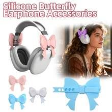 2 Pack Pink Bow Headphone Decorations, Adjustable Silicone Earphone Charms For Girls, Kawaii Headphone Accessories, Compatible With Most Headphones & Earphones - White - View 7