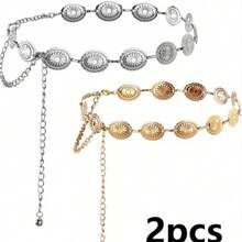 1pcs Bohemian Vintage Western Style Women's Waist Belt With Lace Metal Plate Waist Chain, Suitable For Daily Commute, Casual Occasions, Friend Gatherings, Vacations, Dinners, Dances, Parties, Music Festivals. Also Makes A Great Gift For Friends, Family, Mothers, Girlfriends, Birthday, Valentine's Day, Mother's Day. - 彩色 - 查看 2