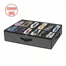 Bộ 2 hộp đựng giày dưới gầm giường chắc chắn và bền bỉ, chứa được 12 đôi giày, giải pháp lưu trữ giày dép dưới gầm giường, có cửa sổ trong suốt, thoáng khí tốt. - Nhiều màu - Xem 12