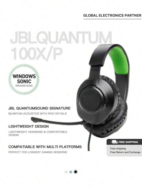 JBL Quantum 100X/100P kabelgebundenes Gaming-Headset mit 40-mm-Treiber - Schwarz