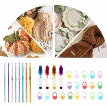 8pcs Crochet Hooks + 20pcs Stitch Markers + 2pcs Scissors, Yarn Craft Tool Kit, Random Color, Ideal For Beginner DIY Handwork - Crochet Set - View 8