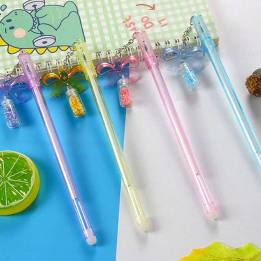 Bút bi mặt dây chuyền hình bướm trái tim cho bé gái - Văn phòng phẩm dễ thương dành cho bé gái, bút màu trung tính với dây đeo kiểu , bút viết trên nước. - Nhiều bút - Xem 1