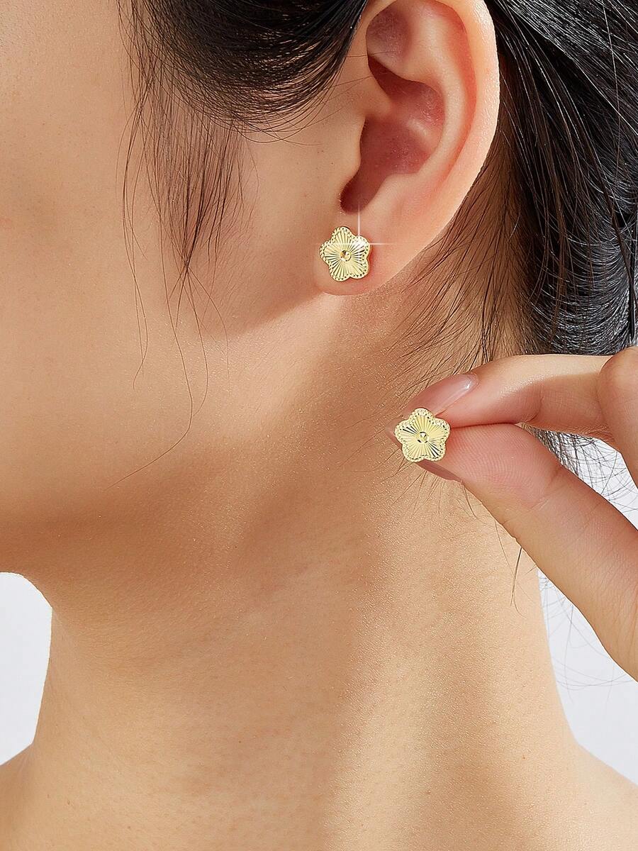 Mgyi Jewelry 镀金精致花朵耳钉,简约旭日花朵耳环,低过敏性日常佩戴饰品,可爱小巧的耳环,送给她的礼物 - PEH-068 - 查看 1