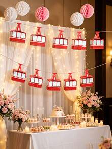 5 piezas Caja de dulces con forma de teleférico colgante, caja de regalo interesante para decoración de fiesta de cumpleaños, adecuada para decoración de cumpleaños, baby shower, recuerdos de boda, decoración de escritorio - A - Ver 4