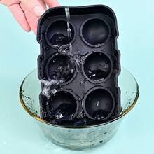 Khay silicon có nắp, khuôn làm cocktail whisky hình vuông và tròn, dụng cụ tạo hình viên bi - màu đen - Xem 6