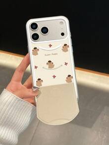 1pc Foldable Kickstand Shockproof High-Transparent TPU Protective Phone Case, Cute Pet Inspired Bow Decor Design, Full Coverage Invisible Bracket, Suitable For Gifting On Occasions Like Valentine's Day, Graduation, Daily Use For Students And Binge Watchers - Clear - View 5
