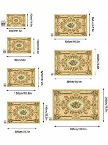 1pc Luxury Vintage Bohemian Floral & Stripe Patterned Area Rug/Carpet/Door Mat, Soft Machine Washable Rug For Entryway, Balcony, Hallway, Outdoor, Patio, Living Room, All Season - Multicolor - View 4
