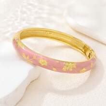 1 pieza Nuevo brazalete de estilo bohemio con baño de oro, esmalte y cloisonné con diseño floral, adecuado para joyería de mujeres y niñas - Pulsera de esmalte cloisonné - Ver 23