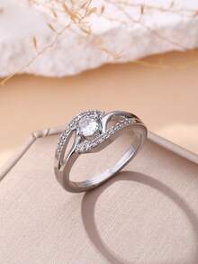 1 chiếc nhẫn Cubic Zirconia tối giản, thanh lịch, mạ vàng/bạc, thích hợp làm trang sức cho nữ, đeo hàng ngày, dự tiệc, quà tặng Eid Al-Adha, quà Eid Al-Fitr. - nhẫn - Xem 12