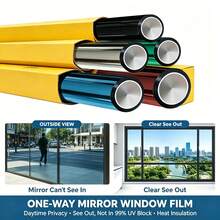 One-Way Perspective Window Film For Home Use, Insulating Glass Film That Blocks 99% Of Ultraviolet Rays, Used For Windows, Balconies, Privacy Protection, Mirror Reflective Glass Stickers - 1PC - View 1