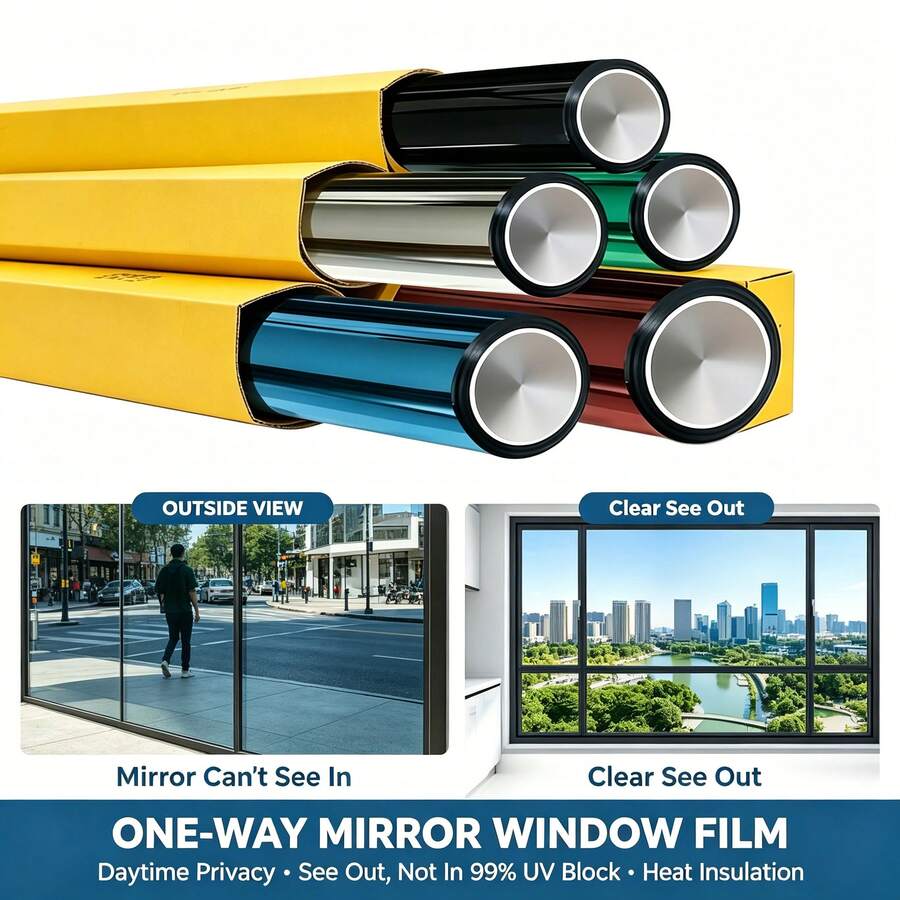 One-Way Perspective Window Film For Home Use, Insulating Glass Film That Blocks 99% Of Ultraviolet Rays, Used For Windows, Balconies, Privacy Protection, Mirror Reflective Glass Stickers - 1PC - View 1