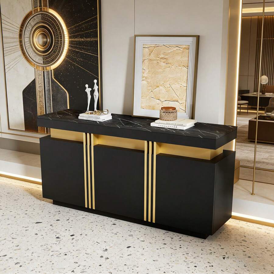 Buffets & Sideboards - Black + Particle Board - View 1