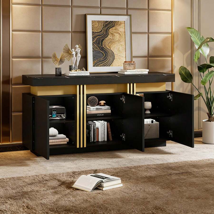Buffets & Sideboards - Black + Particle Board - View 1