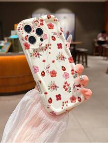 1 pieza Funda de teléfono vintage blanca con estampado de flor, insecto y lirio, de material TPU, adecuada como regalo de vacaciones, compatible con Apple iPhone Xs/Xs Max/Xr/11 12 13 14 15 16 Pro/Pro Max/14 15 16 Plus/17, unisex - Multicolor - Ver 2