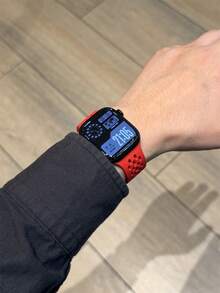 1 Stück Unisex Sport Silikon Uhrenarmband kompatibel mit 38mm, 40mm, 41mm, 42mm, 44mm, 45mm, 46mm, 49mm Uhren, Ultra 1/2/3 SE Ersatzarmband (nur Armband) - Rot - Übersicht 2