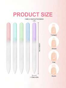 5pcs/1pc Glass Nail File Professional Manicure Tool For Natural Nails, Gradient Color Polishing And Care, Suitable For Salon Gifts (Macaron Color) - Multicolor - View 5