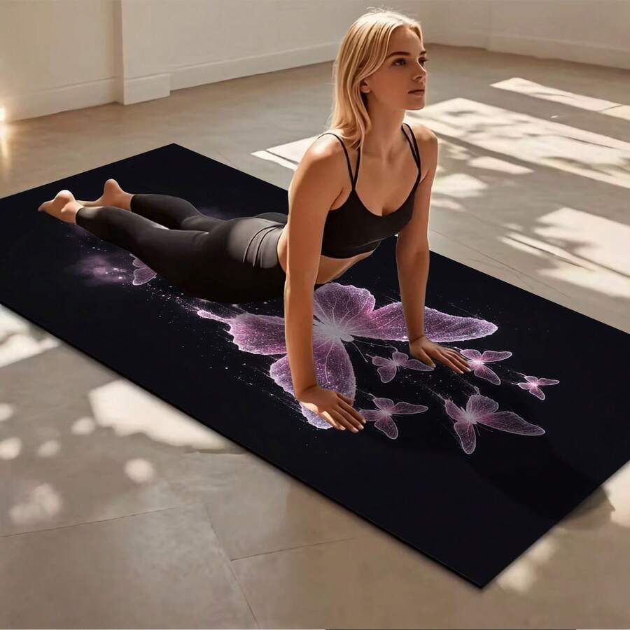 1 pieza Esterilla de yoga de 71*22 pulgadas, con varias opciones de patrones, antideslizante, extra ancha y gruesa, adecuada para el hogar y entrenamiento de yoga para principiantes - Multicolor - Ver 1