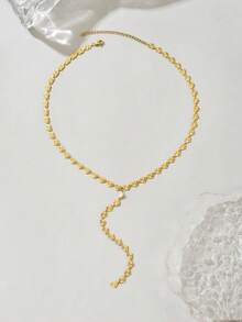 两件套：心形链项链、不锈钢压纹几何颈链和Y字形项链，时尚简约风格，男女皆宜日常佩戴。 - 金色 - 查看 6