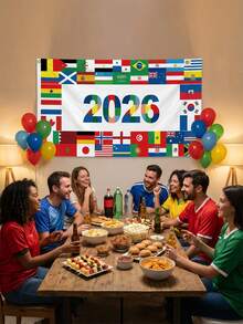 1 件 2026 年世界杯各国国旗横幅，足球派对装饰背景，包含多个国家的国旗，适合体育迷游戏之夜、观赛派对、室内外装饰。 - A - 查看 4