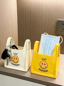 Organizador de maquillaje con cara sonriente y soporte para bolígrafos: Caja de almacenamiento artística y multifuncional para escritorio | Premio para estudiantes | Decoración de escritorio de oficina, Suministros de escritorio, Artículos de oficina esenciales, Decoración de oficina, Accesorios de escritorio, Adornos de oficina - A - Ver 2