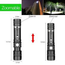 Lanternas LED de Alta Potência, Tocha de Camping com Zoom e Lâmpada de LED T6, À Prova d'Água, 4 Modos de Iluminação - Multicolorido - Visão 4