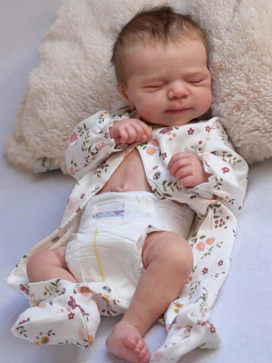 19英寸/48厘米高品质重生娃娃，采用柔软乙烯基材质，3D手工绘制肌肤，血管清晰可见，女娃娃，手工重生娃娃，栩栩如生的婴儿，绝佳的生日/圣诞礼物，适合儿童 - 彩色 - 查看 1