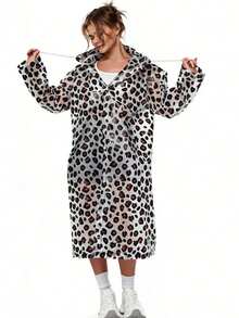 女士时尚豹纹雨衣 - 轻便易携，四季皆宜，高品质，带可调节风帽，全方位防护，适合骑行、露营、旅行、户外活动，易于清洁，女士雨衣，高品质女士雨衣 - 彩色 - 查看 2