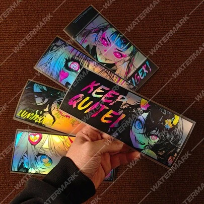 1pc Anime Witch & Girl Motorcycle Vinyl Decal Sticker, JDM Japanese Text & Character Design, Self-Adhesive For Scooter, Car, Motorcycle