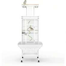 Jaula para loros de 60 pulgadas hierro forjado grande con playtop perchas de cuerda cuencos y ruedas de alimentación perfecta para paráquitos Cockatiels Conures Macaws blanco fácil de limpiar - Blanco - Ver 4