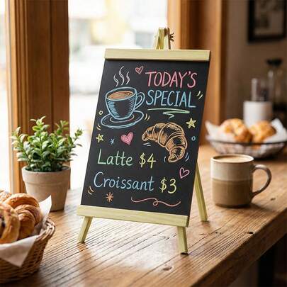 Pizarra con caballete de madera, tablero de mensajes publicitarios, perfecta para bares, restaurantes, aulas, salones y pasillos, Tamaños 20x36cm / 25x48cm / 30x60cm