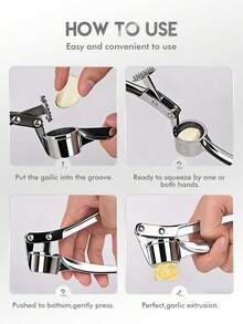 不锈钢蒜蓉压榨器 | 手动蒜姜压榨器 | 防锈、易用易清洗 | 适用于厨房、餐厅和家庭 - 銀色 - 查看 5
