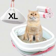 Forros para caja de arena para gatos - Jumbo 39x18 pulgadas, 30 unidades | Forros para caja de arena para gatos extra gruesos y resistentes a rasgaduras | Bolsas para caja de arena resistentes con cordón para una limpieza fácil, sin perfume - Ver 3